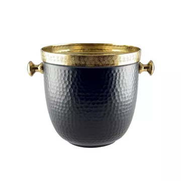Seau a champagne metal noir bord dore