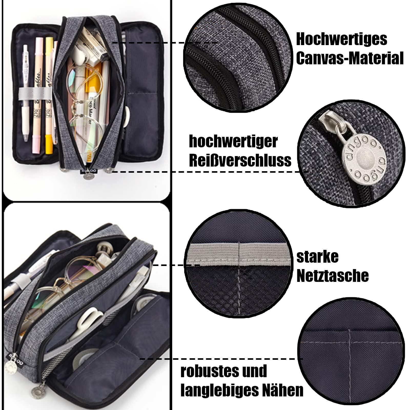 Only-bags.store Trousse à crayons Trousse à crayons pour adolescents 3 compartiments, Trousse à crayons de grande capacité pour l'école et le bureau  