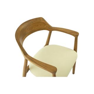 Vente-unique Chaise avec accoudoirs en teck et tissu - Naturel et crème - SOUADY  