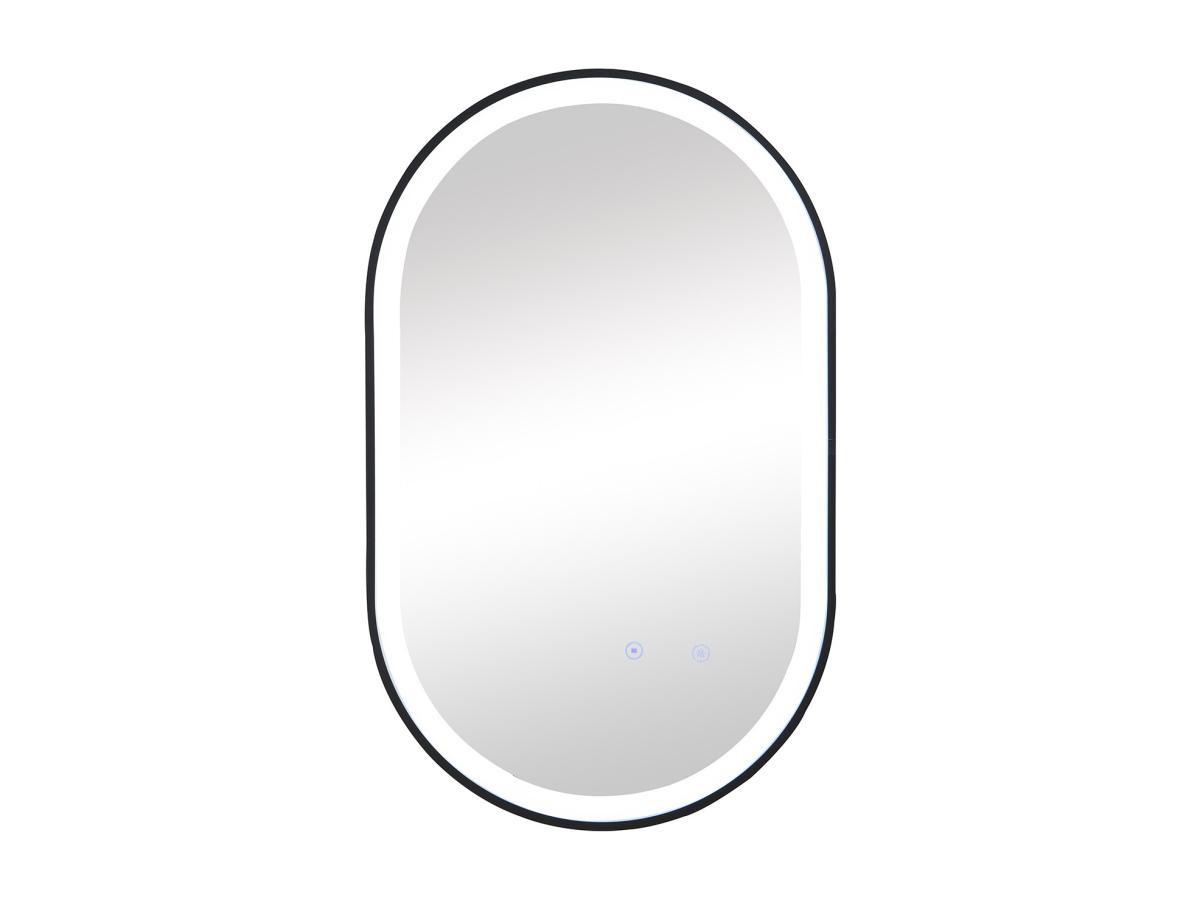 Vente-unique Badezimmerspiegel oval mit Beleuchtung beschlagfrei - 60 x 90 cm - Schwarze Kontur - ALARICO  