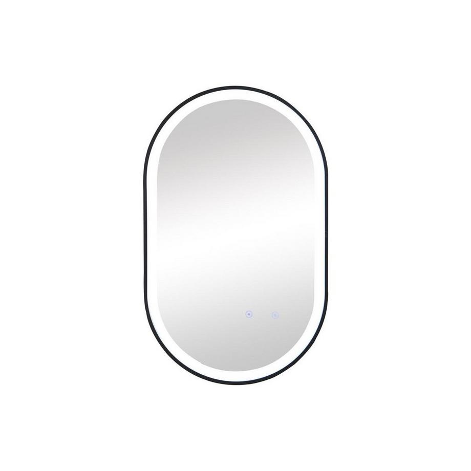 Vente-unique Miroir de salle de bain lumineux ovale anti buée avec contour noir - 60 x 90 cm - ALARICO  