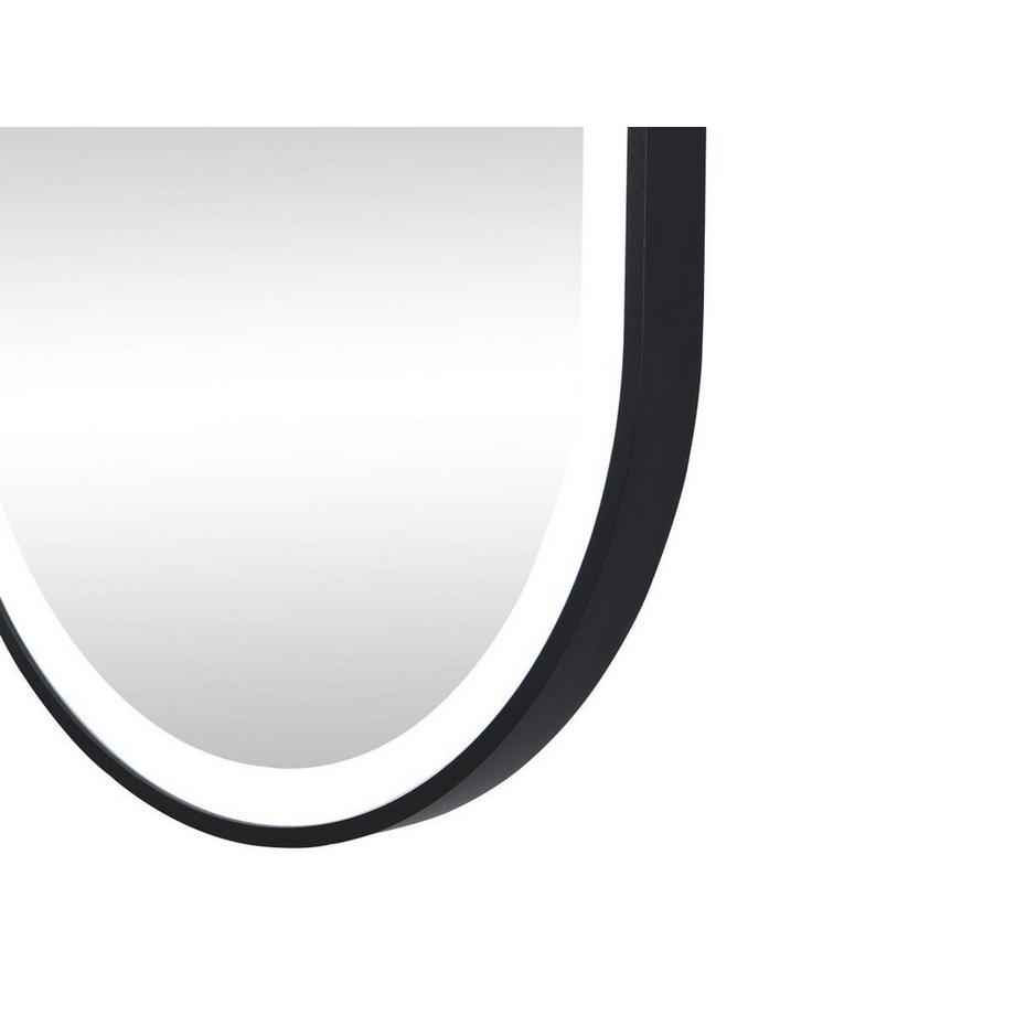 Vente-unique Miroir de salle de bain lumineux ovale anti buée avec contour noir - 60 x 90 cm - ALARICO  