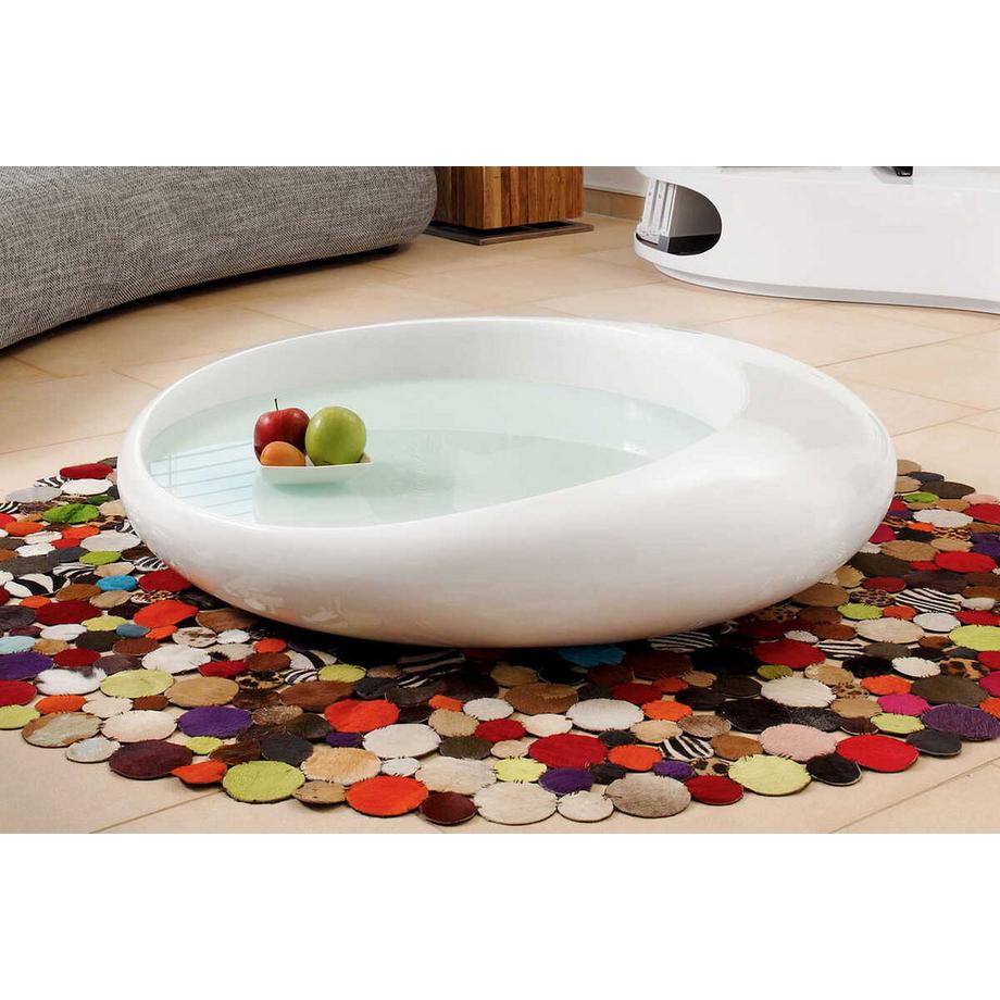 mutoni Table basse 100x100x25cm blanc fibre de verre  