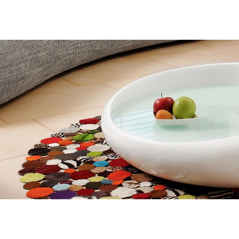 mutoni Table basse 100x100x25cm blanc fibre de verre  