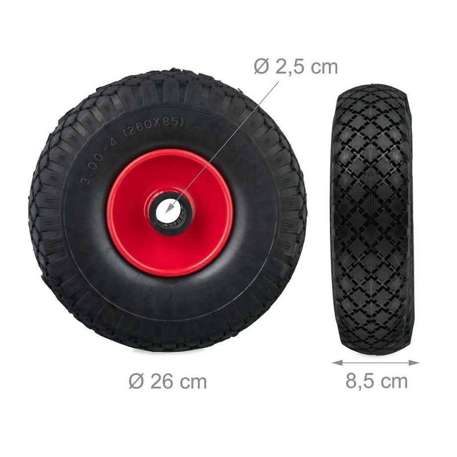 B2X  2er-Set Räder für Sackkarre 3.00-4 Vollgummi 