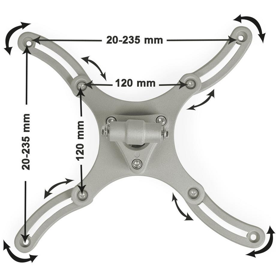 Tectake  Universal Beamer-Deckenhalterung  aus Aluminium mit 360° Kugelgelenk, bis 25° neigbar 