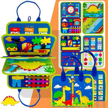 Busy Board - Aktivitätsbuch aus Filz mit 26 interaktiven Lernspielen, fördert die Feinmotorik, Motorikspielzeug für unterwegs und zu Hause