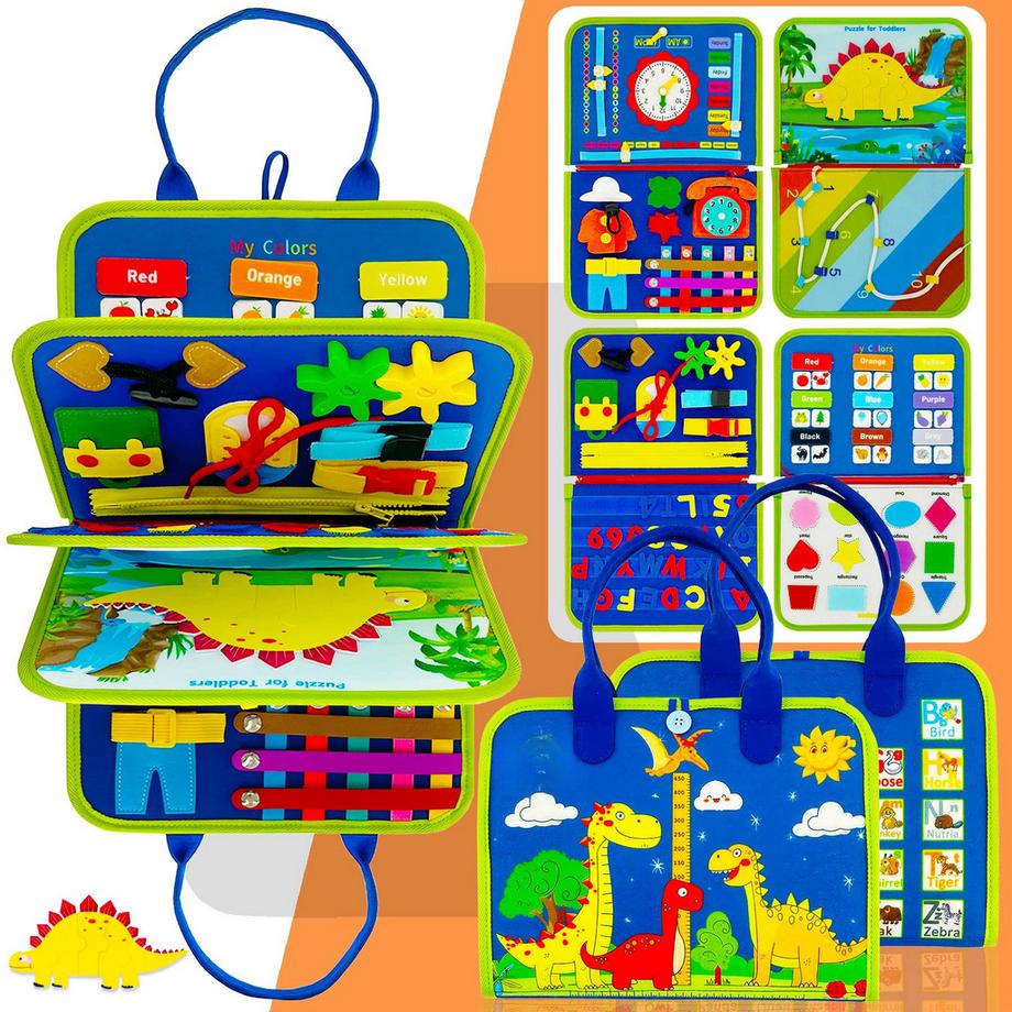 Activity-board  Busy Board - Aktivitätsbuch aus Filz mit 26 interaktiven Lernspielen, fördert die Feinmotorik, Motorikspielzeug für unterwegs und zu Hause 