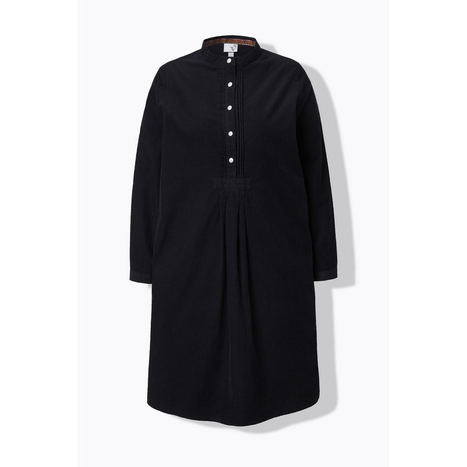 Ulla Popken Robe en velours côtelé Col Montant Plis Décoratifs Manches Longues  