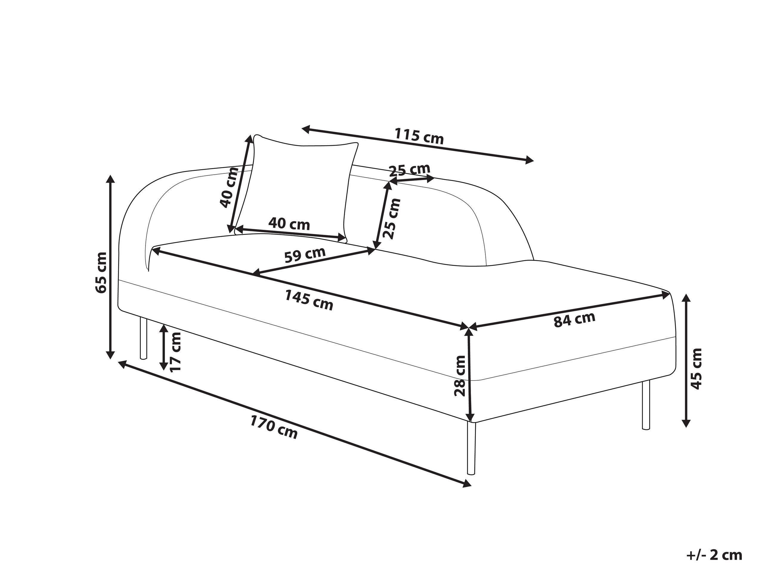 Beliani Chaise longue côté gauche en Polyester Rétro LE CRAU  