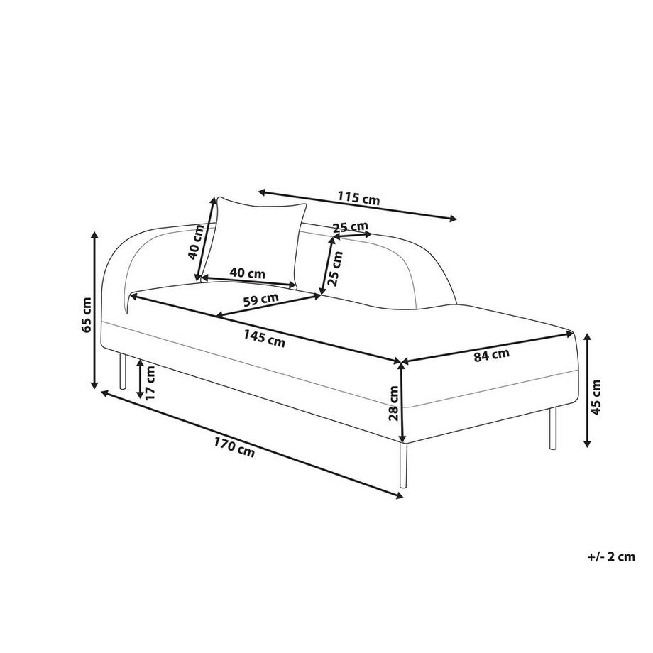 Beliani Chaise longue côté gauche en Tissu Rétro LE CRAU  