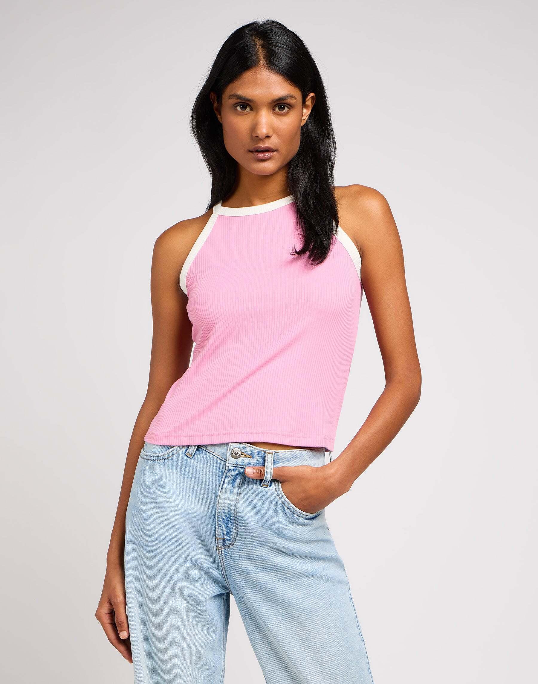 Image of T-shirts Cropped Halter Top Damen Rosa M