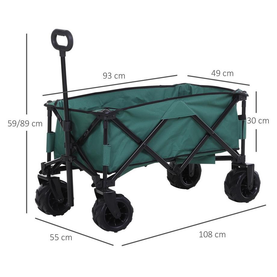Northio  Bollerwagen Faltbar Handwagen 360° Gartenwagen Teleskopgriff Verstellbar Bis 20Kg Metall Oxford Grün 108X55X59-89Cm 