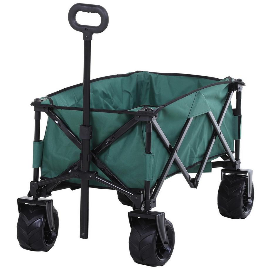 Northio  Bollerwagen Faltbar Handwagen 360° Gartenwagen Teleskopgriff Verstellbar Bis 20Kg Metall Oxford Grün 108X55X59-89Cm 