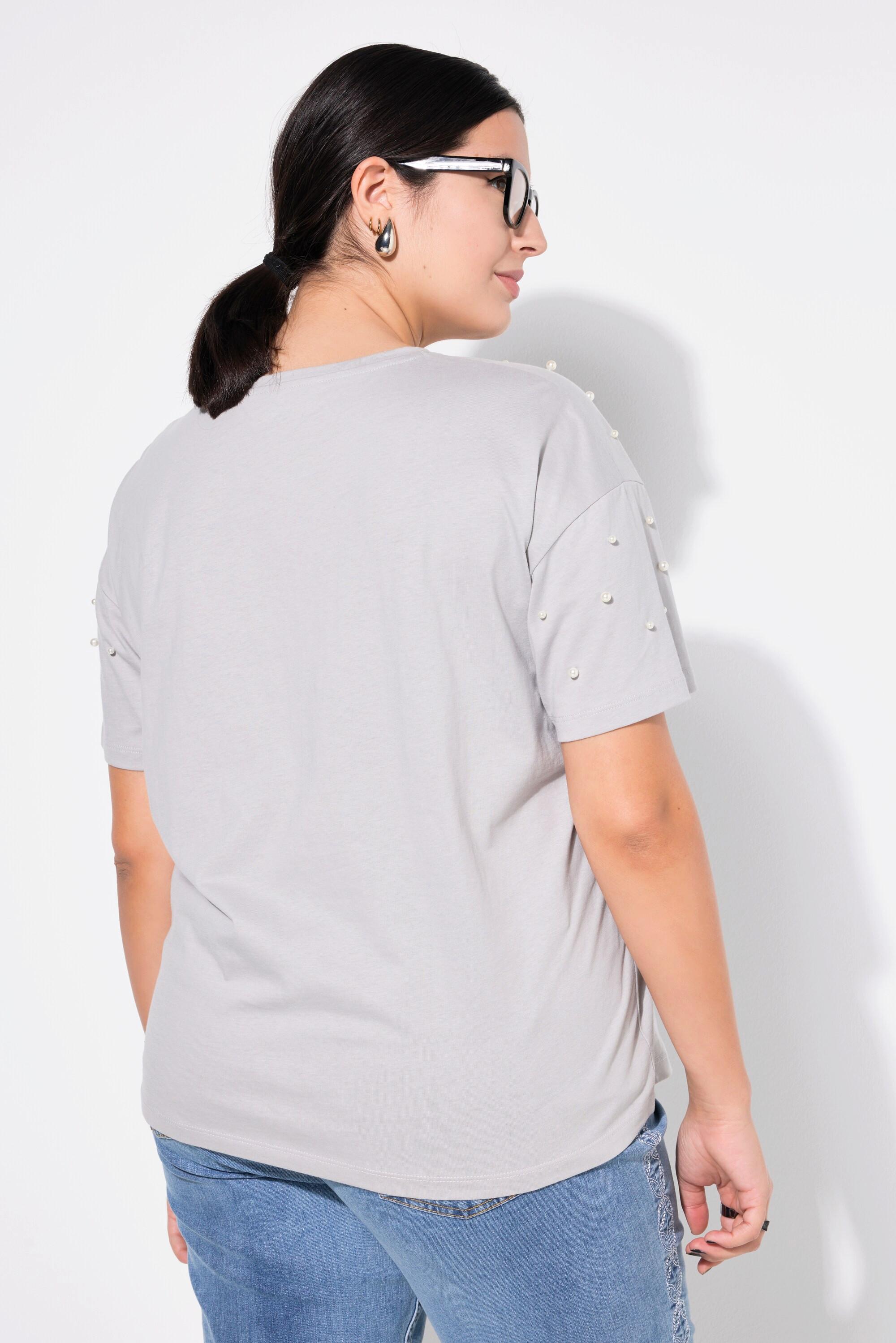 Studio Untold  T-Shirt, oversized, Zierperlen, Halbarm 