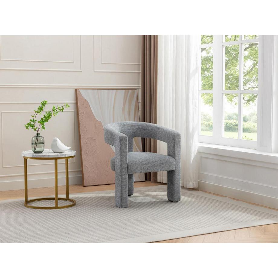 Vente-unique Fauteuil en tissu texturé gris FAVINA  
