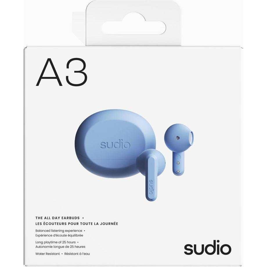 SUDIO  SUDIO Casque A3 Bleu Intra-auriculaire True Wireless 