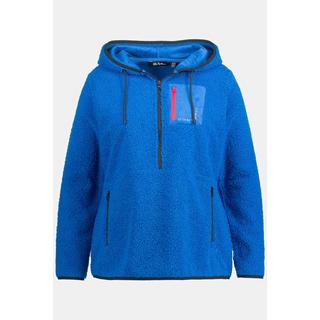 Ulla Popken  Fleece-Hoodie, Koordinaten-Druck, Zipptaschen, Langarm 