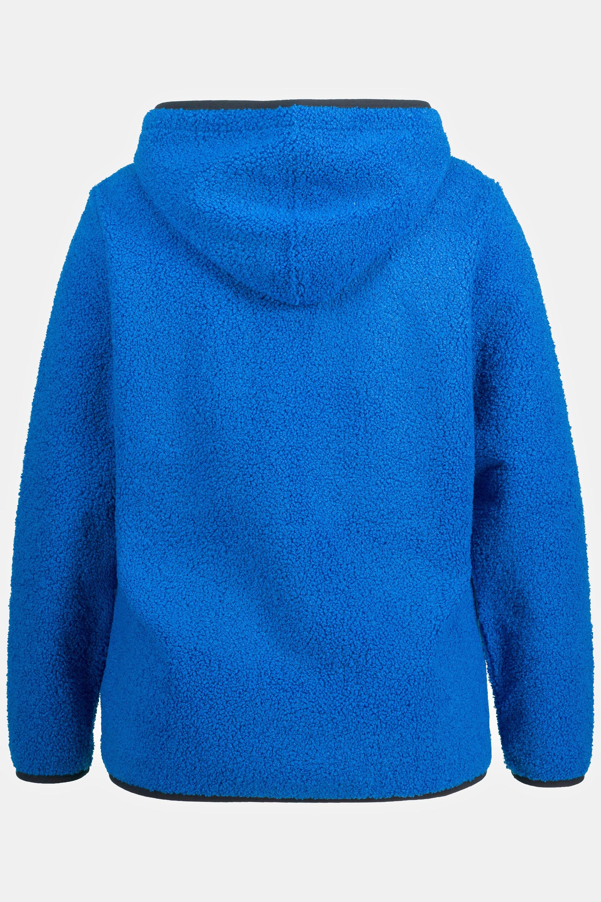 Ulla Popken  Fleece-Hoodie, Koordinaten-Druck, Zipptaschen, Langarm 