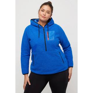 Ulla Popken  Fleece-Hoodie, Koordinaten-Druck, Zipptaschen, Langarm 