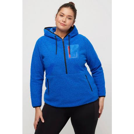 Ulla Popken  Fleece-Hoodie, Koordinaten-Druck, Zipptaschen, Langarm 