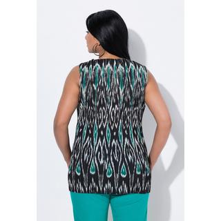 Ulla Popken Blouse Plissée Design Graphique Sans Manches  