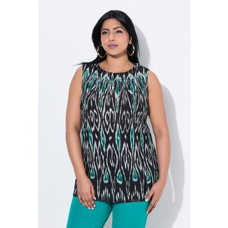 Ulla Popken Blouse Plissée Design Graphique Sans Manches  
