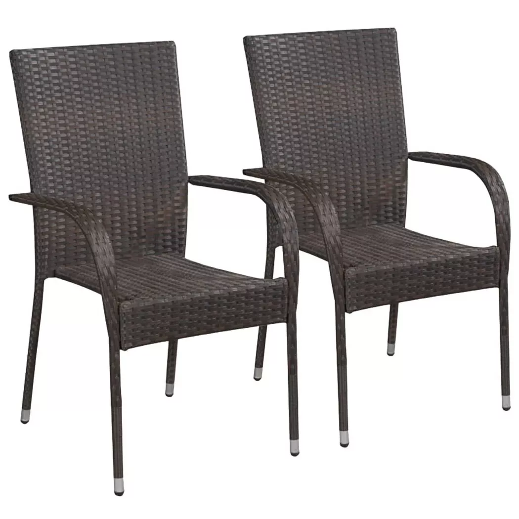 Chaises empilables d extérieur lot de 2 Résine tressée Marron