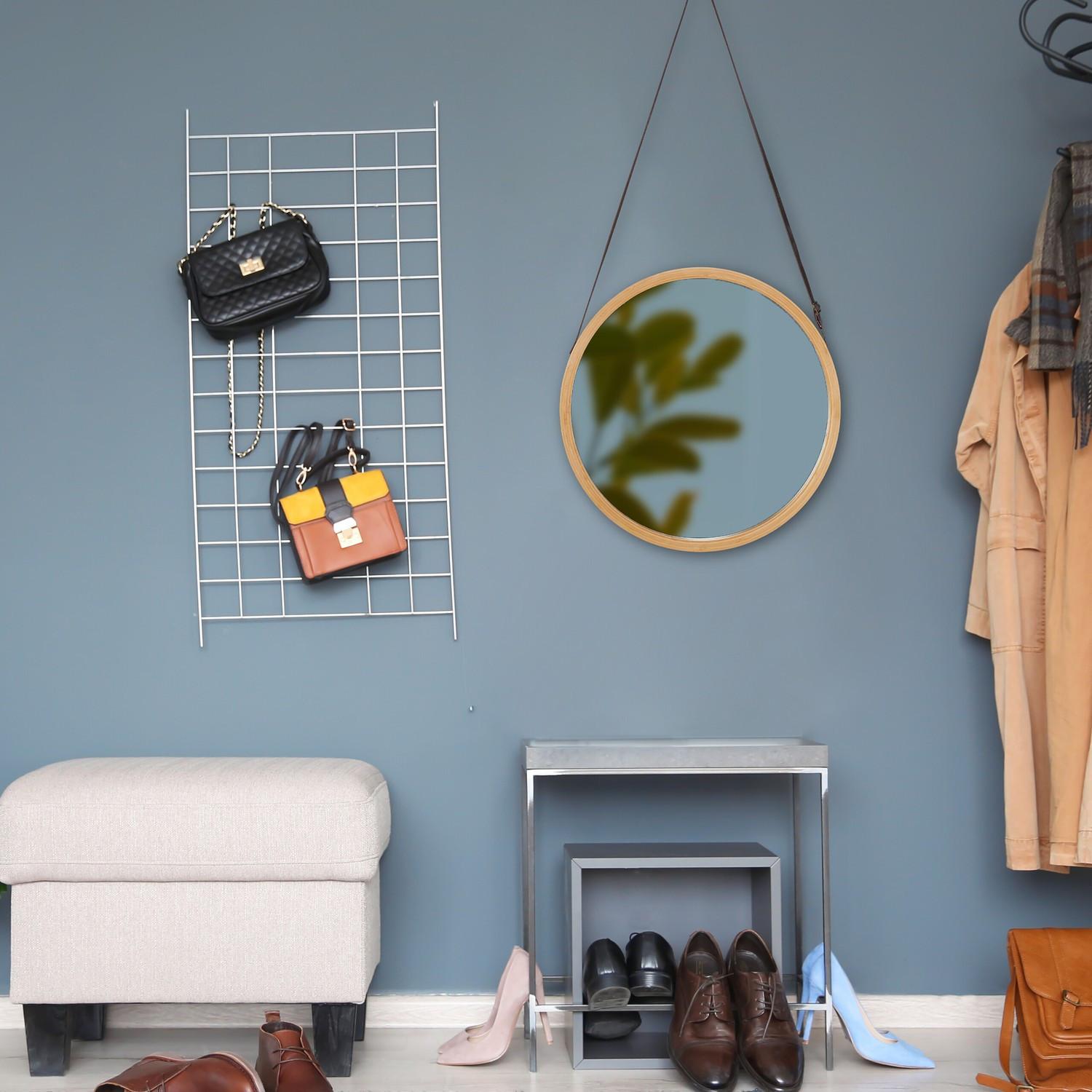 B2X Runder Hängespiegel mit Bambusrahmen  