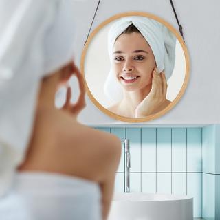 B2X Runder Hängespiegel mit Bambusrahmen  