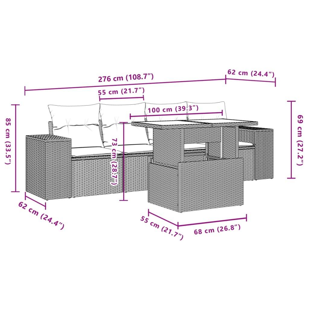 VidaXL Ensemble de canapés de jardin rotin synthétique  