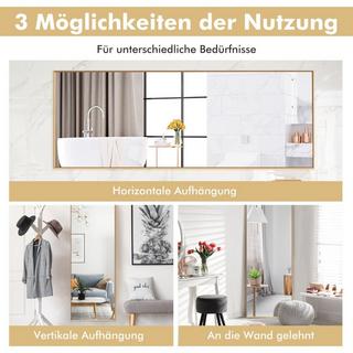 B2X Miroir HD pleine longueur 56 x 150 cm à suspendre ou à appuyer, miroir mural doré  