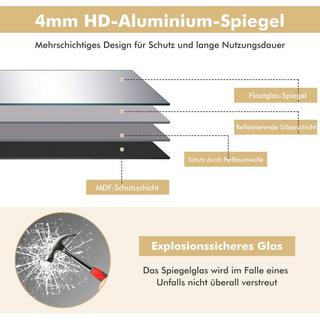 B2X Miroir HD pleine longueur 56 x 150 cm à suspendre ou à appuyer, miroir mural doré  