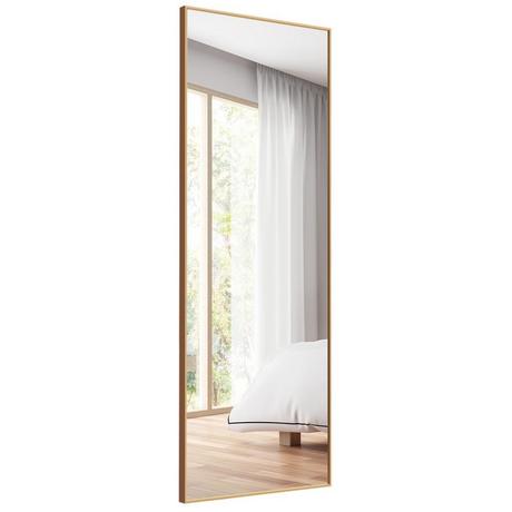 B2X Miroir HD pleine longueur 56 x 150 cm à suspendre ou à appuyer, miroir mural doré  