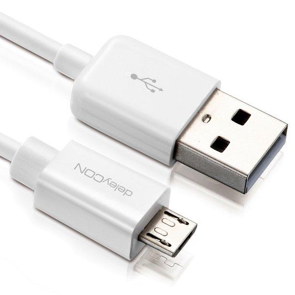 deleyCON  deleyCON USB - micro USB USB Kabel 1,5 m USB 2.0 USB A Micro-USB B Weiß 
