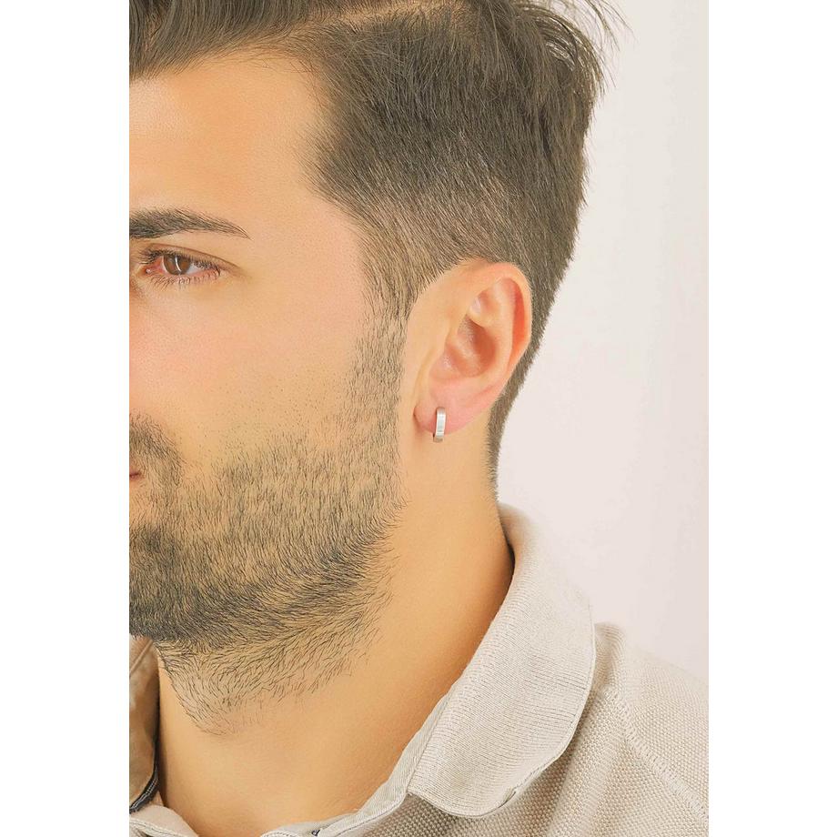 MUAU Schmuck  Créoles or blanc 750, 12mm 