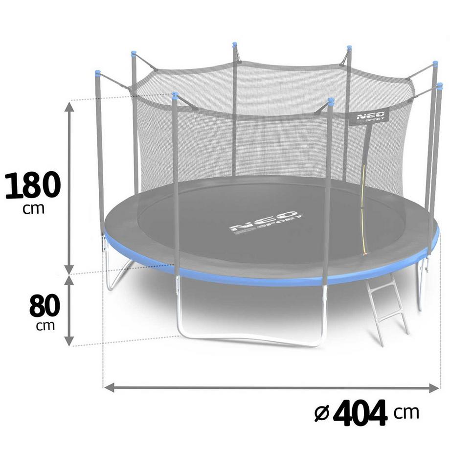 B2X Trampolino da giardino 13ft/404cm con rete di sicurezza interna e scaletta Neo-Sport  