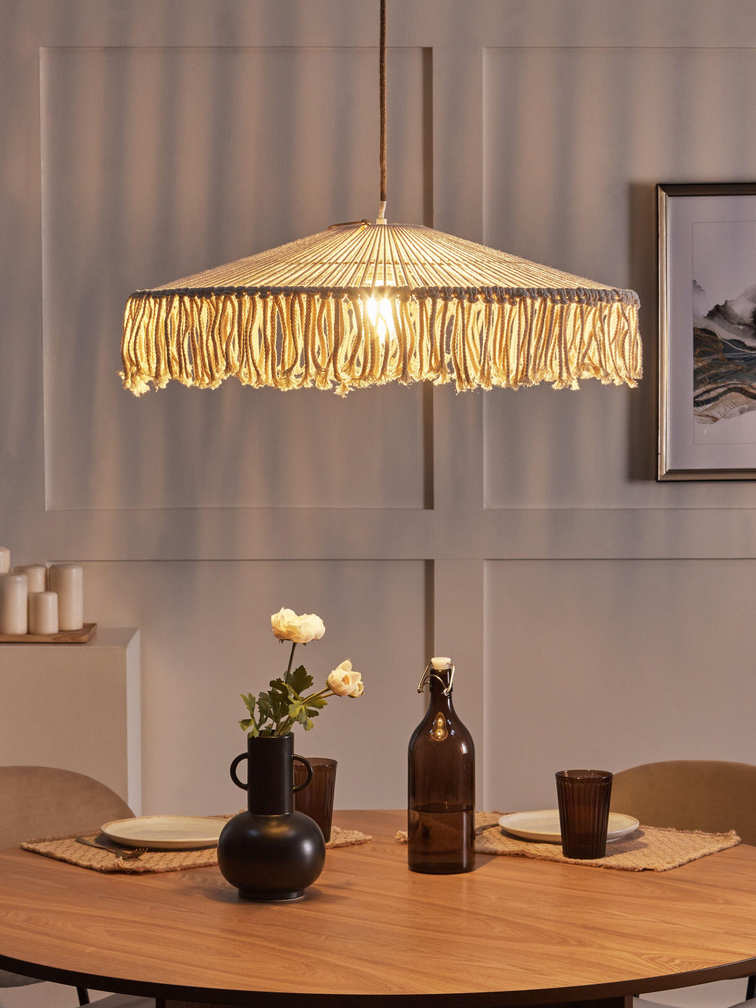 Beliani Lampe suspension en Corde en papier Boho AKOBO  