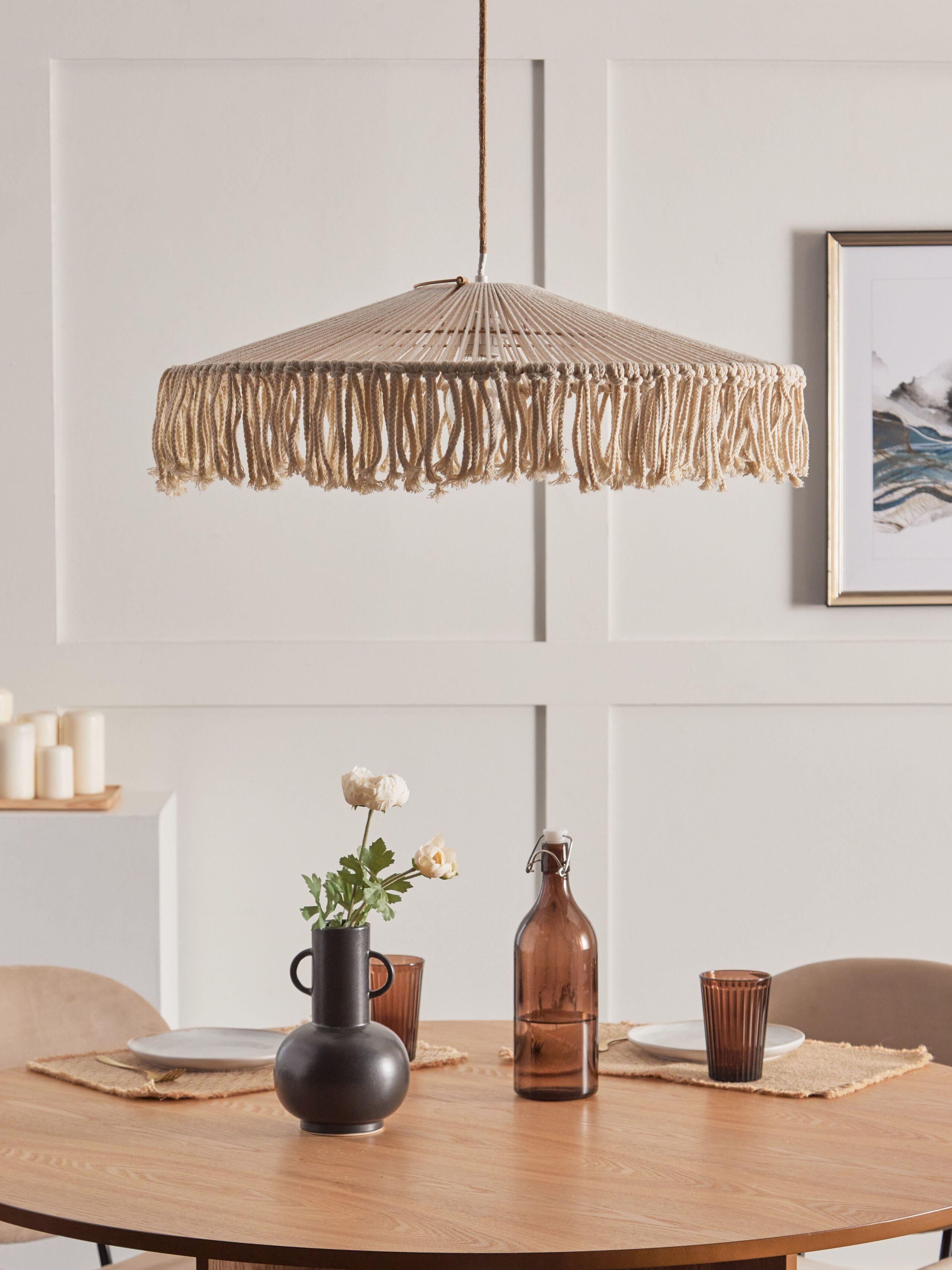 Beliani Lampe suspension en Corde en papier Boho AKOBO  