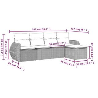 VidaXL set divano da giardino Polirattan  