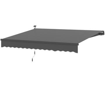 Tenda a morsetto con manovella, luce solare, tenda a bracci estensibili, protezione solare, UV 50+, tenda da balcone incl. supporto a parete, tenda da sole, larghezza 400 cm per terrazza, balcone, veranda, grigio