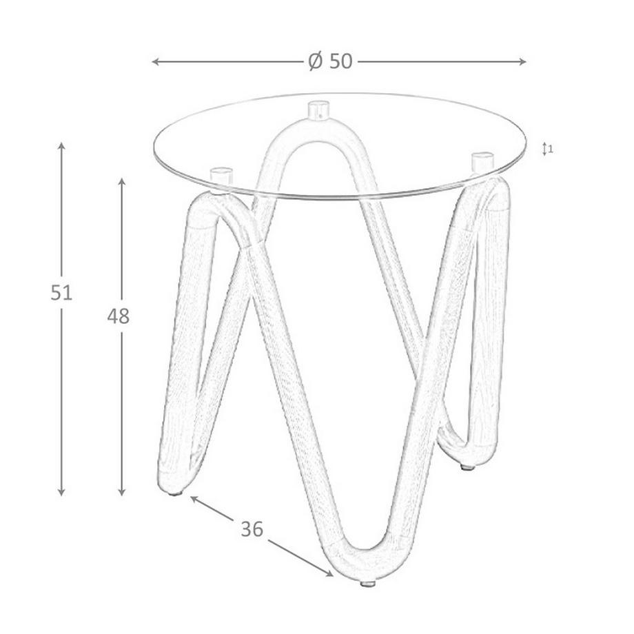 ANGEL CERDA Tavolo angolare rotondo in vetro temperato e noce  
