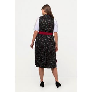 Ulla Popken  Dirndl, Blüten, Schmuckknöpfe, V-Ausschnitt, ärmellos 