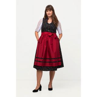 Ulla Popken  Dirndl, Blüten, Schmuckknöpfe, V-Ausschnitt, ärmellos 