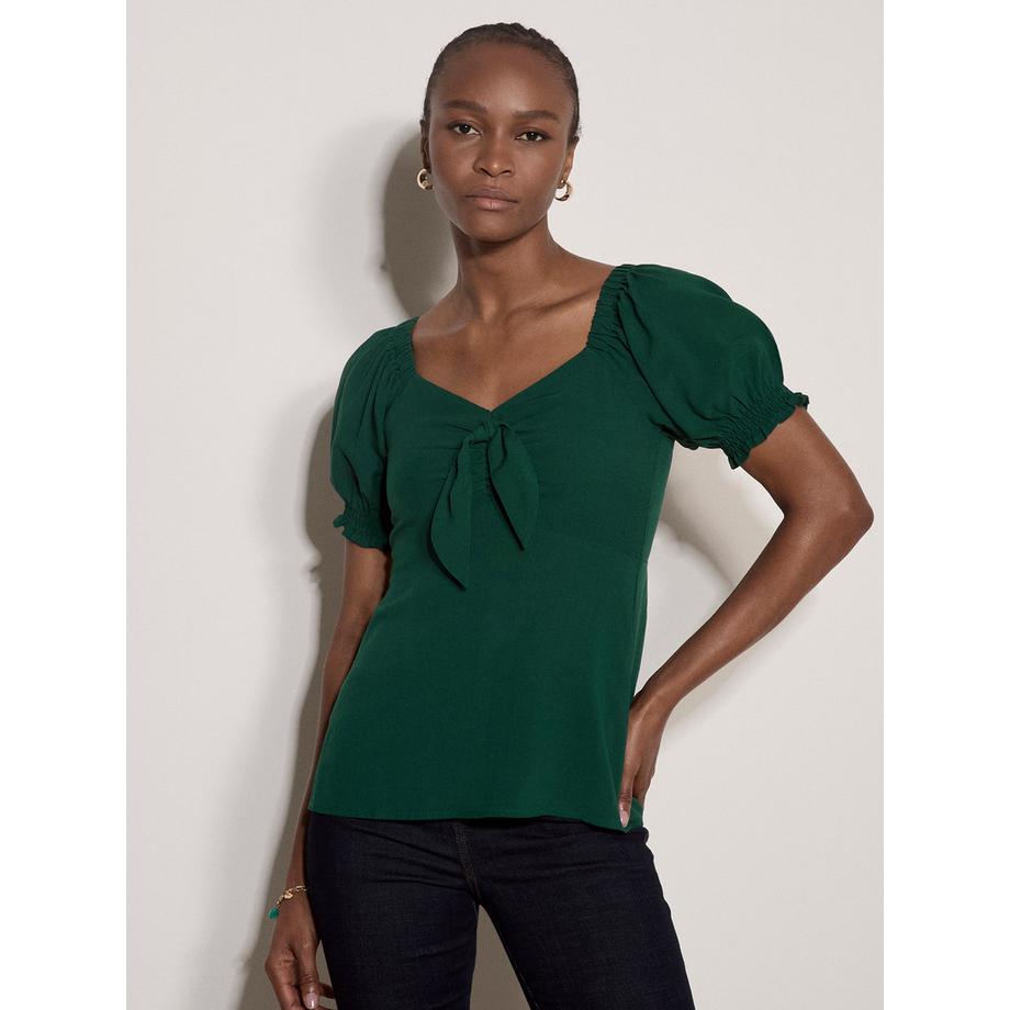Milchmädchen-Oberteil mit Schleife vorne