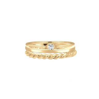 Elli  Bague Femmes Set Solitaire Basic Torsadé Avec Cristal 