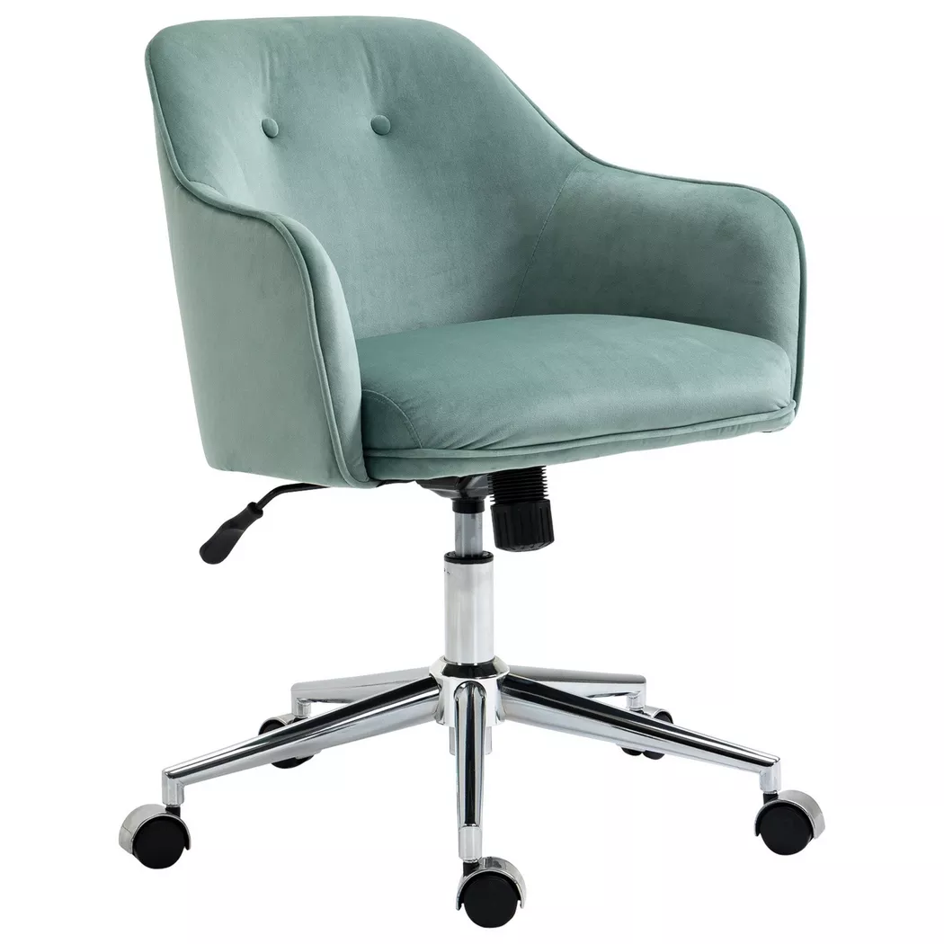 Northio – Bürostuhl Ergonomischer Schreibtischstuhl Mit Wippenfunktion, Höhenverstellbar, Samt-Touch, Grün, 61 x 60 cm