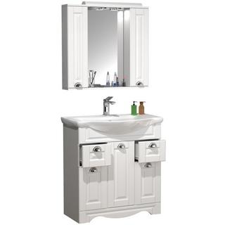 VCM Ensemble de meubles de salle de bains 3-pièces lavabo largeur 75 cm lavabo armoire de toilette tiroirs Landhaus Casalo XL  