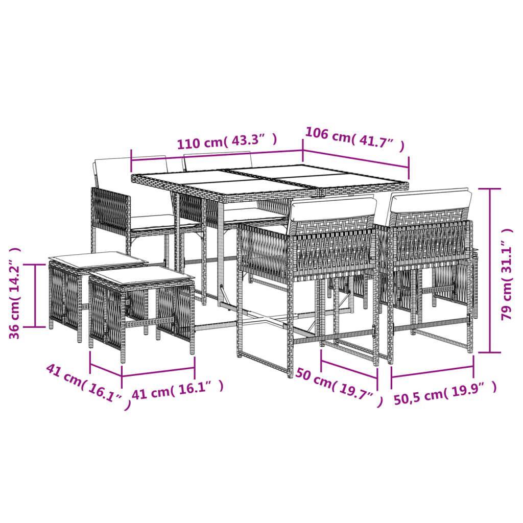 VidaXL Ensemble de salle à manger de jardin rotin synthétique  