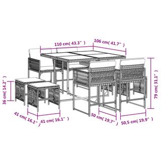 VidaXL Ensemble de salle à manger de jardin rotin synthétique  